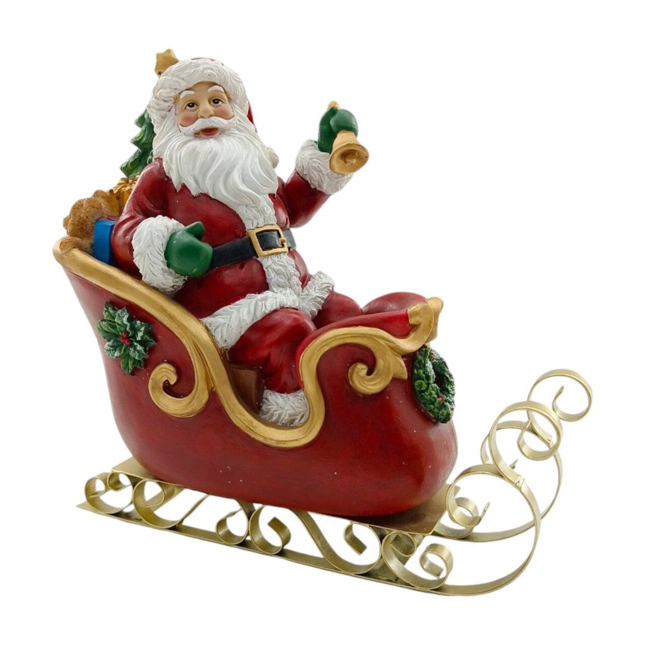 10" Santa in Sleigh Christmas Figurine –Decorative Santa Ornament